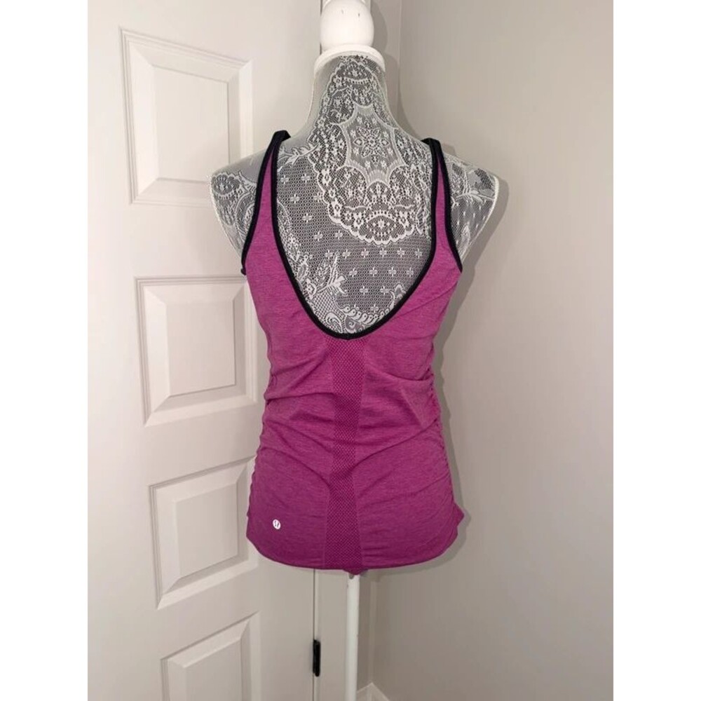 Lululemon In The Flow Tank Size 6/8 Regal Plum Purple Top Ruched Scoop Back